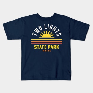 Two Lights State Park Maine Souvenir Lighthouse Kids T-Shirt